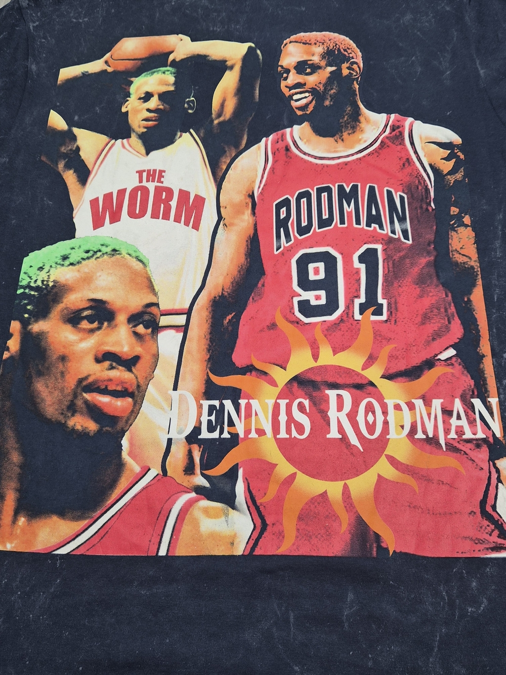 Dennis Rodman Vintage Graphic Tee - Black with Red & Green